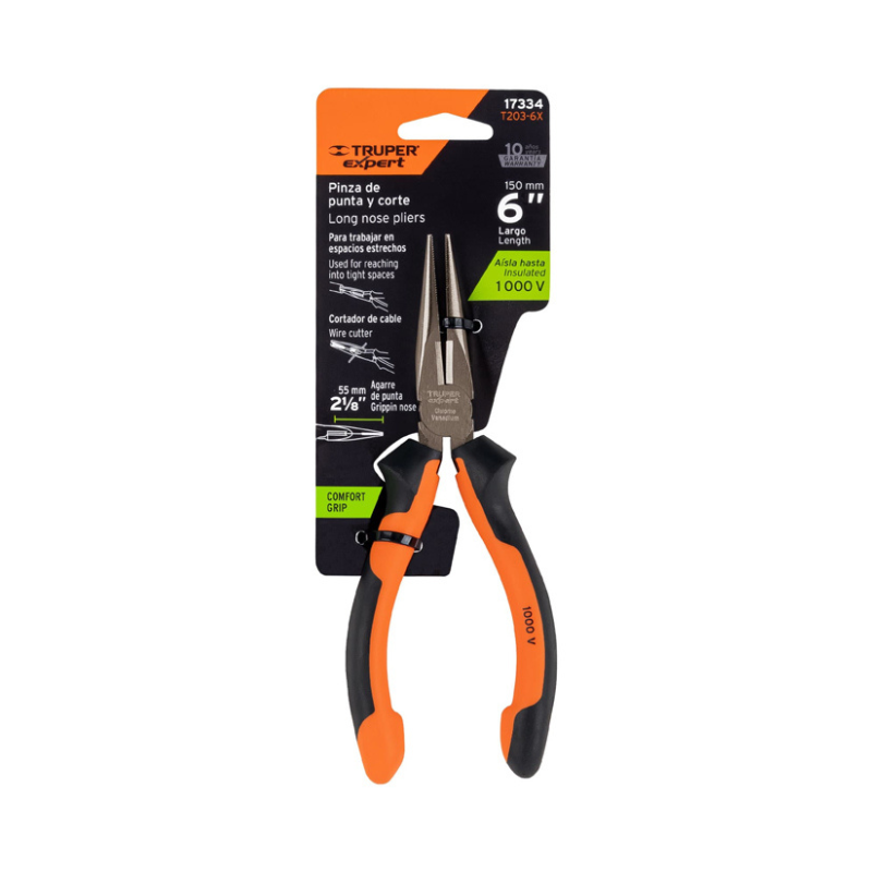 Pinza de Punta y Corte 6" aislada 1,000V Truper Expert – 17334