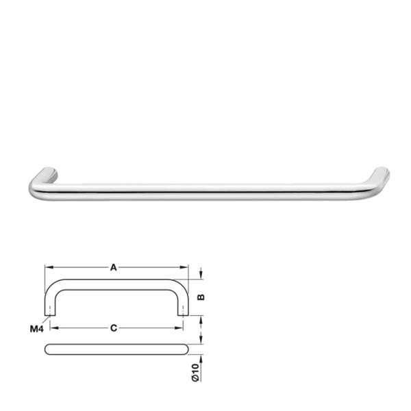 Hafele 155.00.930 Tirador Acero Cromado 10/74x35mm