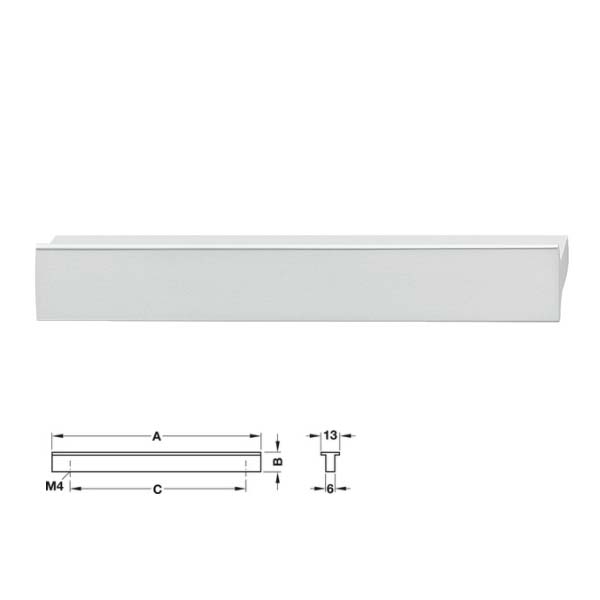 Hafele Tirador Aluminio Anodizado Plata 120x14mm 107.24.901