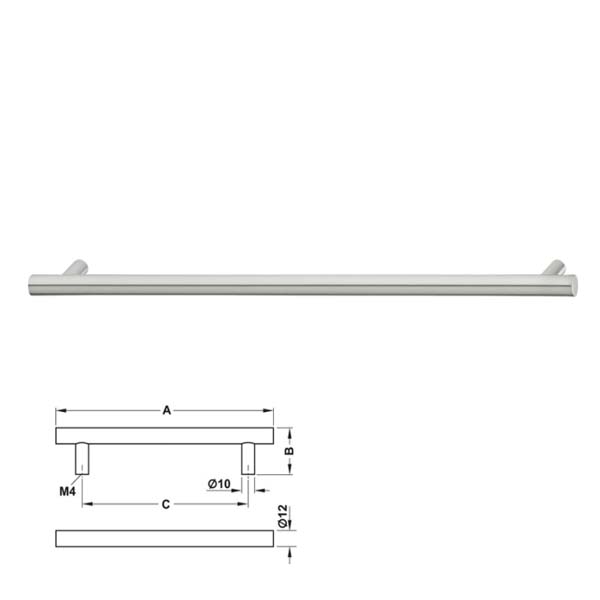 Hafele 155.01.402 Tirador Acero Inox. Mate 200x35mm