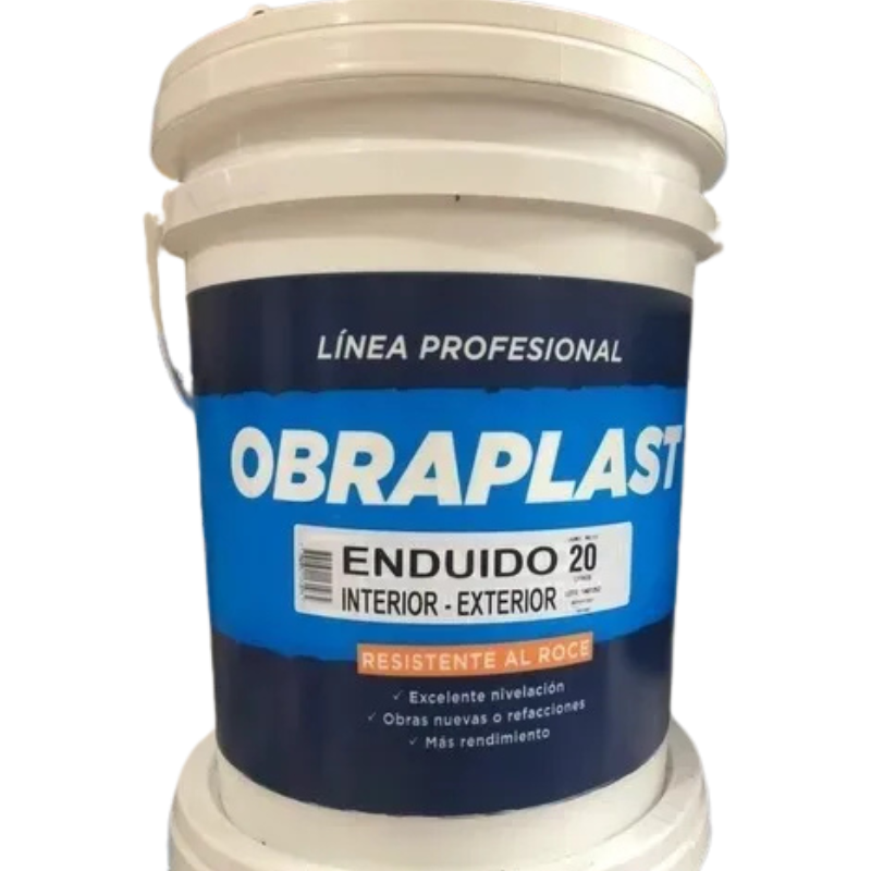 Obraplast Enduído Interior/Exterior x 20 Lts – Pasta para Alisar y Reparar Paredes