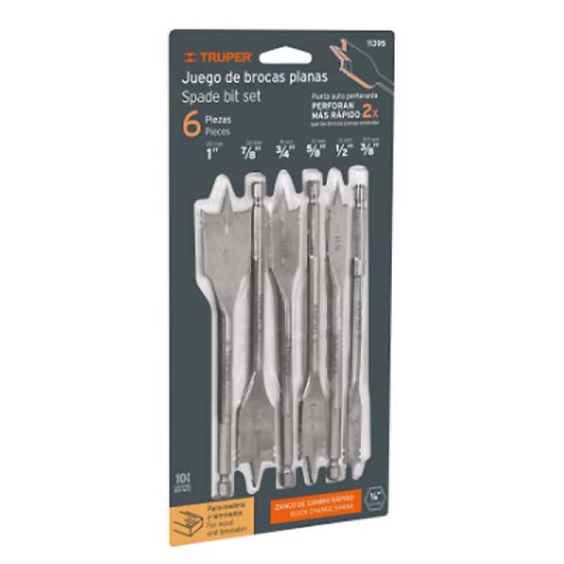 Truper Juego De 6 Brocas Planas/M 11395