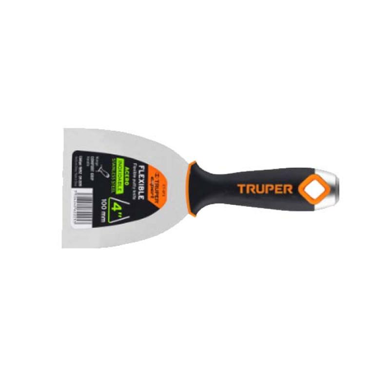 Truper Espátula Inoxidable Flexible 4" 100mm Cabezal De Metal 15852