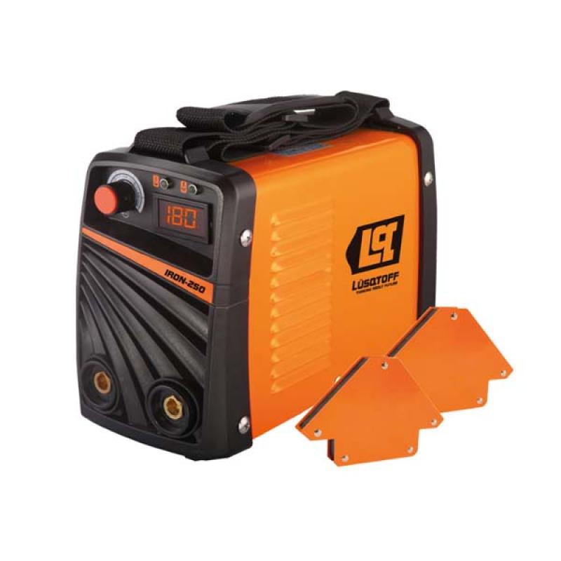 Soldadora Inverter Lusqtoff Iron-250 + 2 Escuadras Magnéticas - Uso Profesional