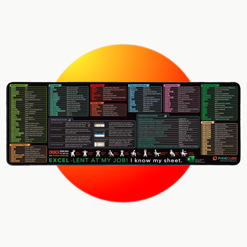 MOUSEPAD ATAJOS EXCEL (EN INGLES)