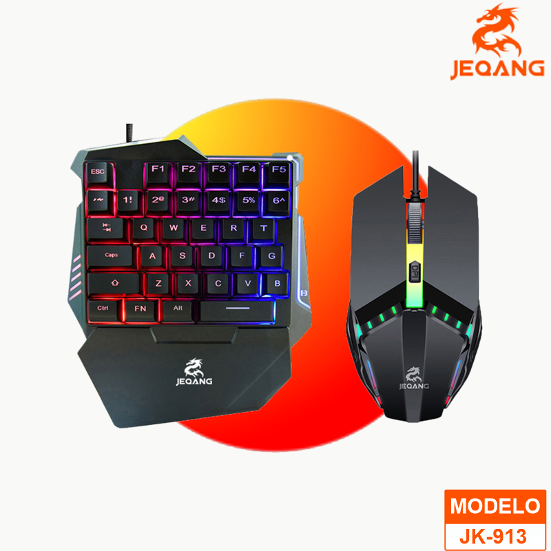 KIT TECLADO "ONE HAND"+MOUSE RGB JEQANG JK-913