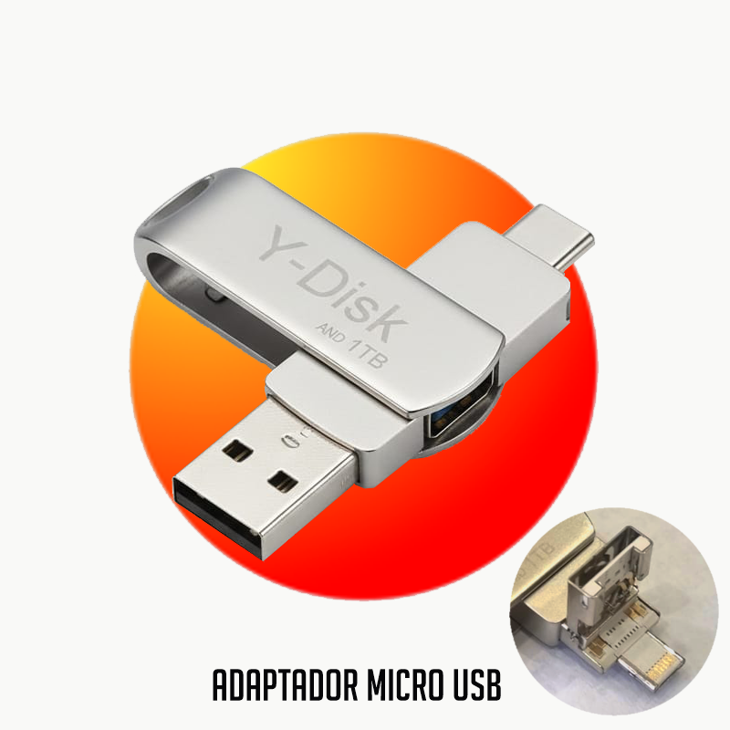 Pendrive FlashDrive Y-Disk 1TB – Compatible con iPhone, Android y PC