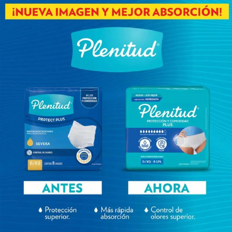 BOMBACHA ROPA INTERIOR PLENITUD PROTECT PLUS G/XG (x8)