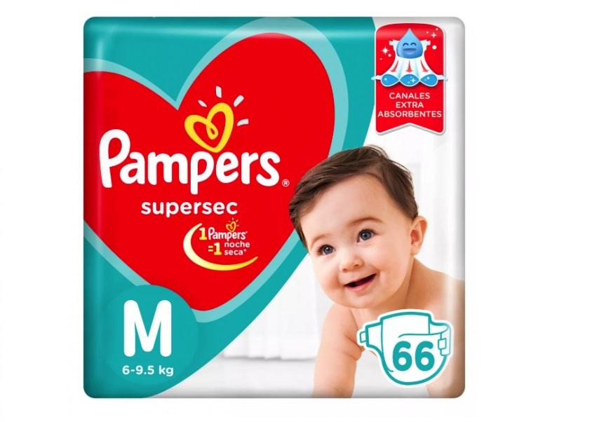 PAMPERS SUPERSEC CANAL EXTRA ABSORBENTE M (x66)