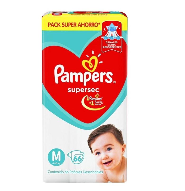 PAMPERS SUPERSEC CANAL EXTRA ABSORBENTE M (x66)