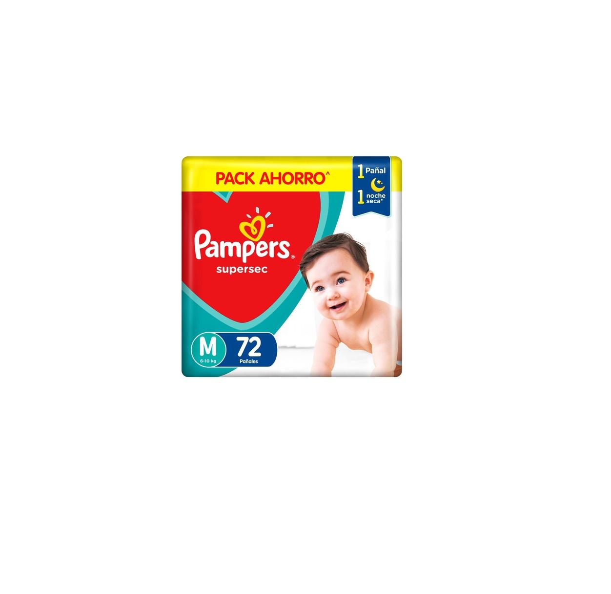 PAMPERS SUPERSEC CANAL EXTRA ABSORBENTE M (x72)