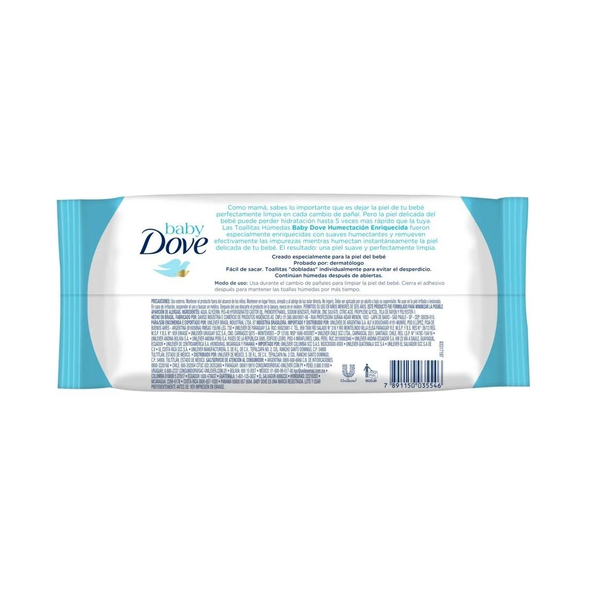 TOALLITAS DOVE BABY HUMECTANTES ENRIQUECIDAS X50