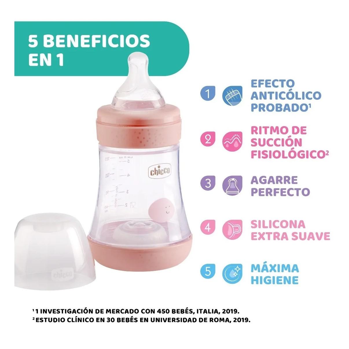 MAMADERA CHICCO PERFECT 5 ROSA (150ML)