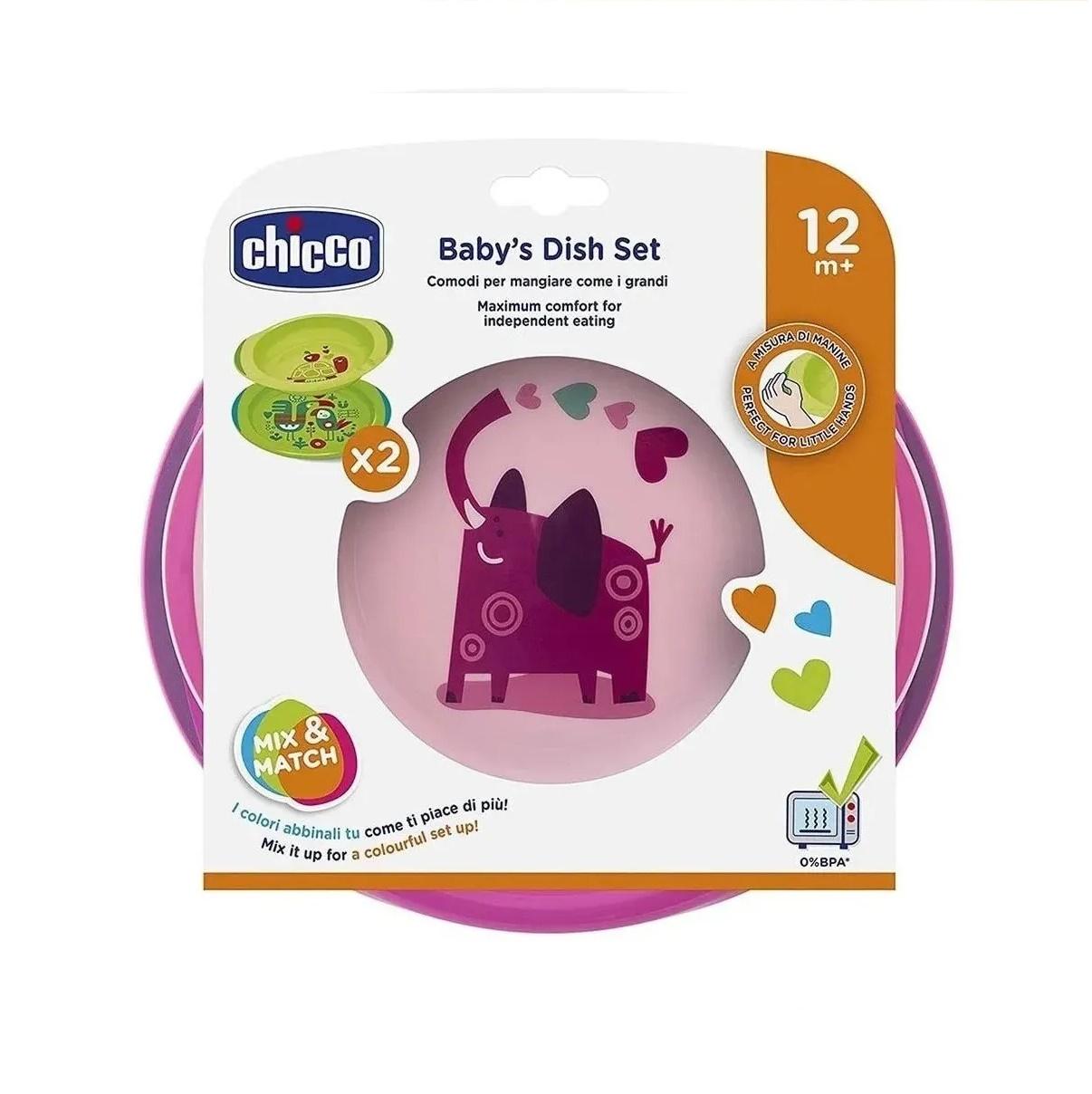 SET DE PLATOS CHICCO ROSA 12M+