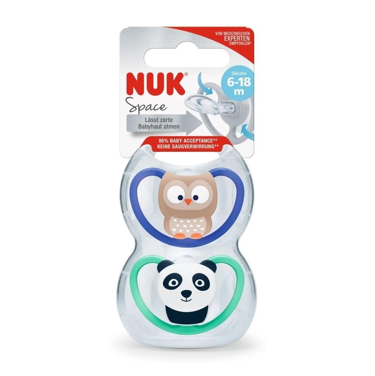 CHUPETE SPACE NUK PANDA/BUHO X2 6-18M+