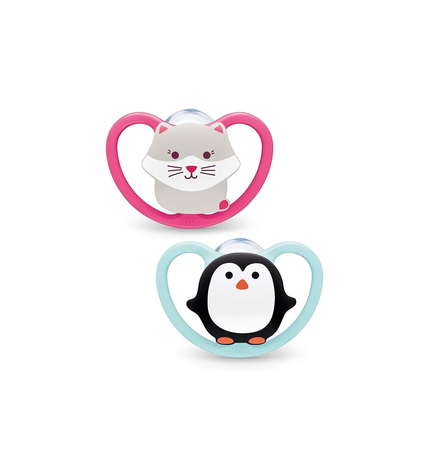 CHUPETE SPACE NUK GATO-PINGÜINO X2 6-18M+