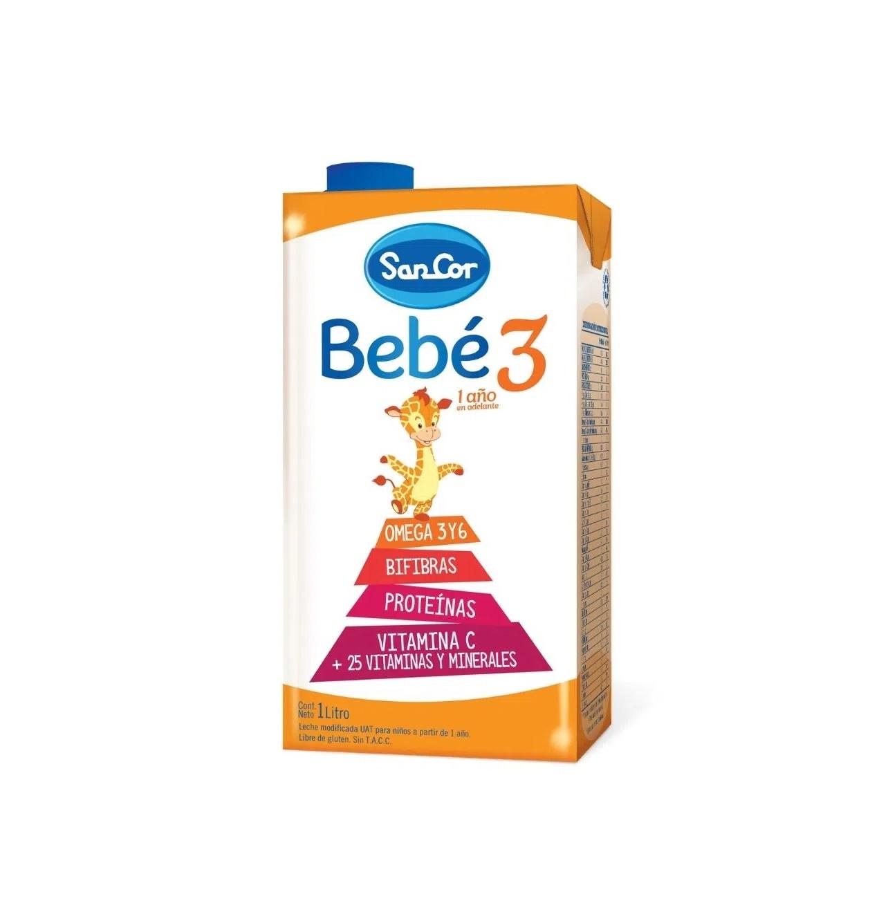 PACK X 12 SANCOR BEBE 3 BRICK x1LT