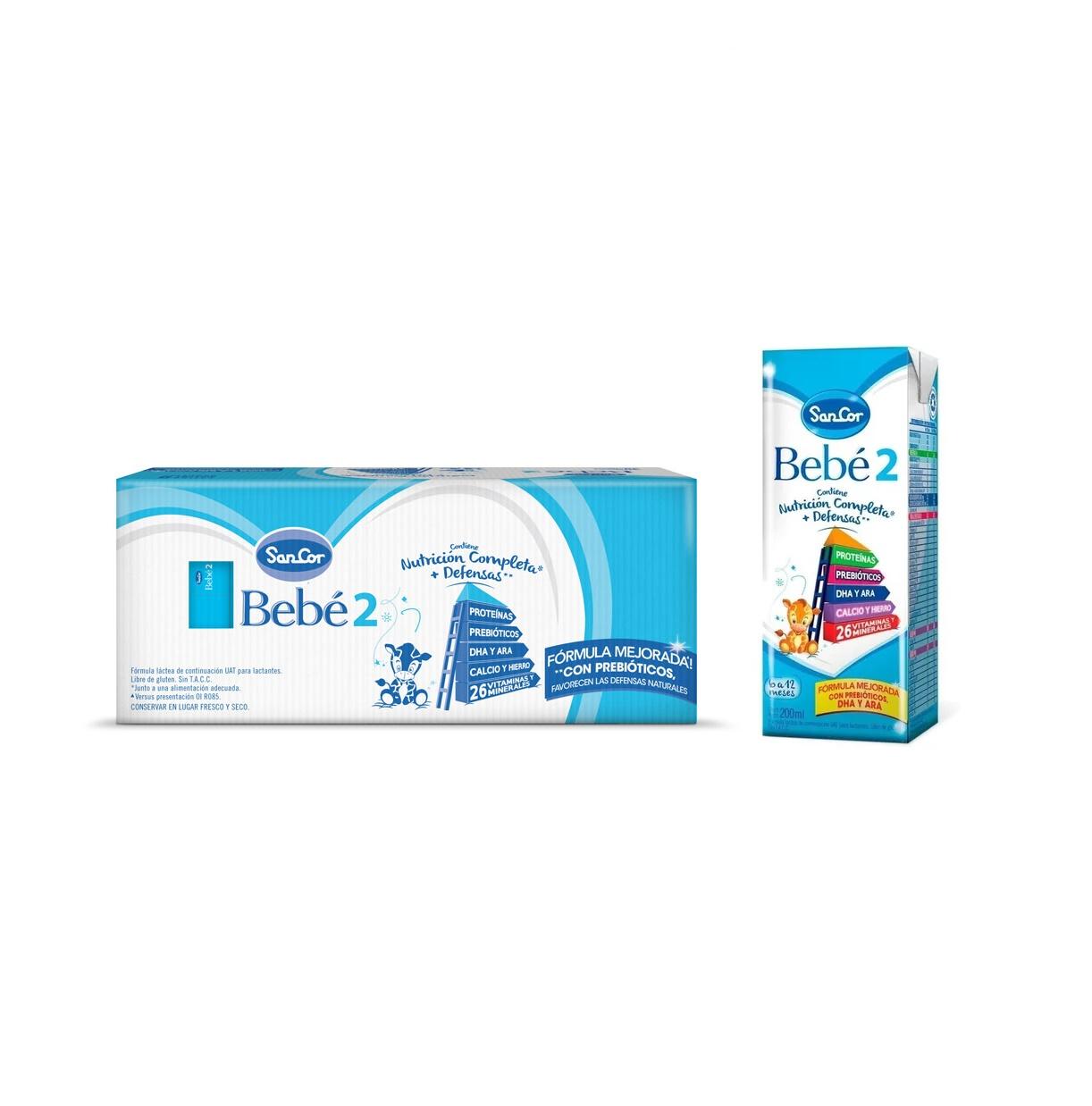 PACK X 12 SANCOR BEBE 2 BRICK X 200ML