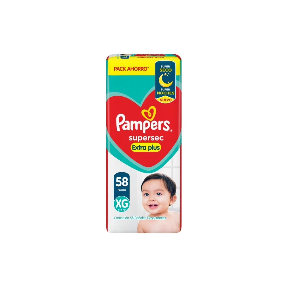 PAÑALES PAMPERS SUPERSEC EXTRA PLUS