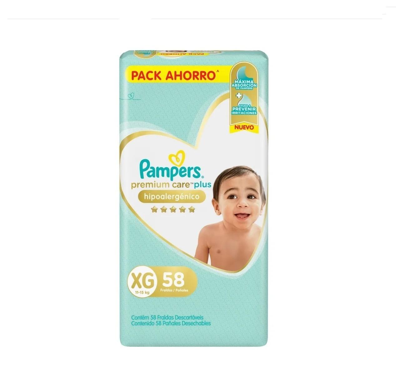 PAÑALES PAMPERS PREMIUM CARE PLUS XG X58