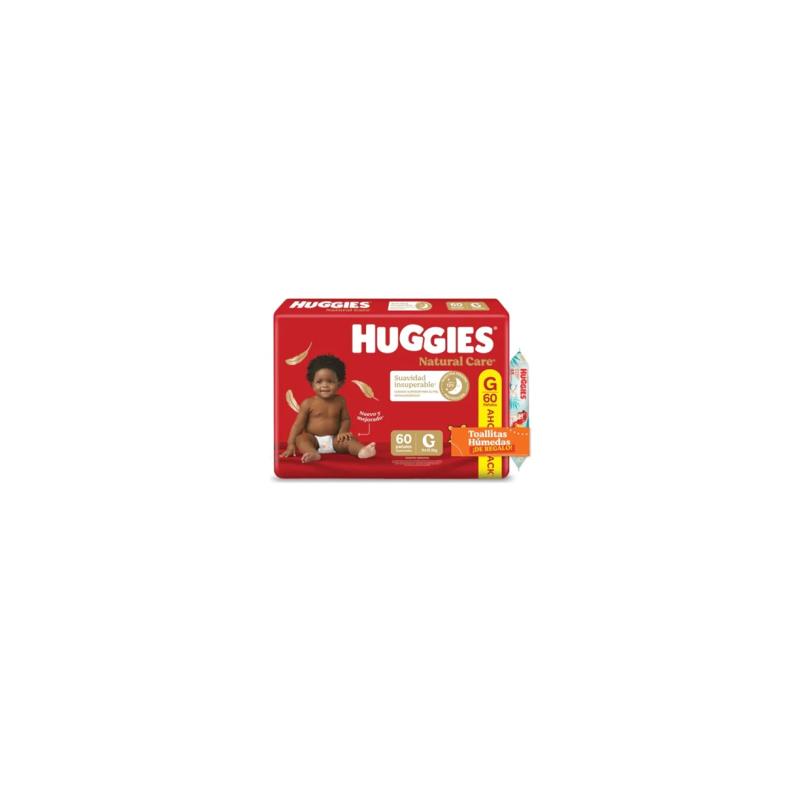 PAÑALES HUGGIES NATURAL CARE  + TOALLITAS HUMEDAS HUGGIES SIRENITA X48U