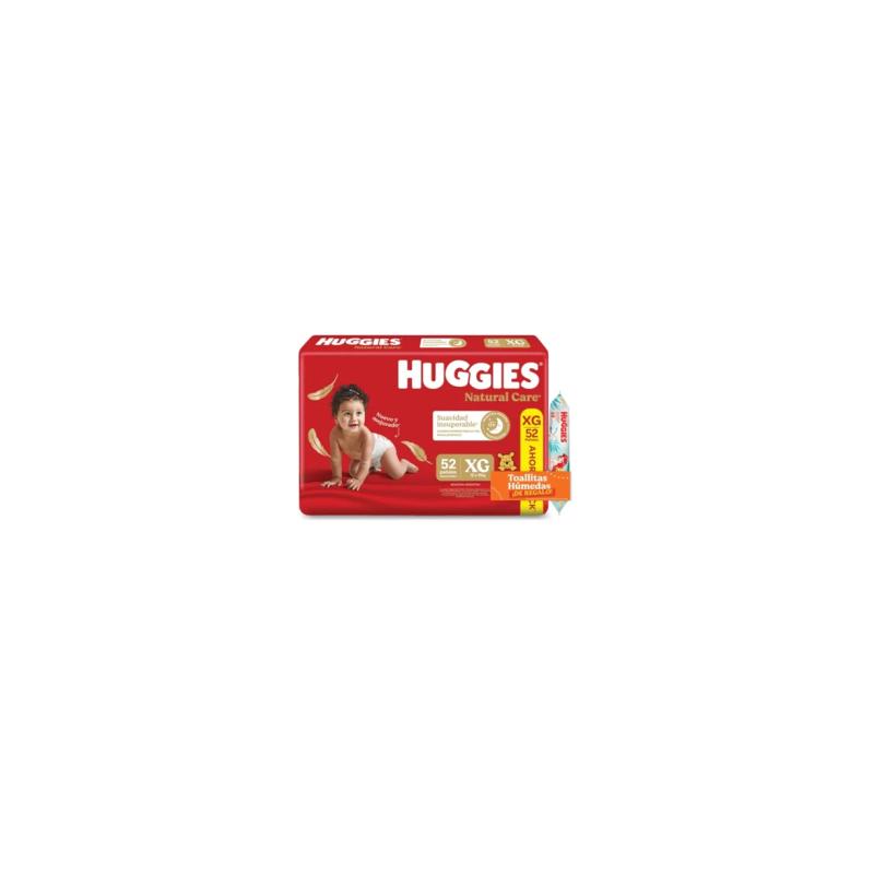 PAÑALES HUGGIES NATURAL CARE  + TOALLITAS HUMEDAS HUGGIES SIRENITA X48U