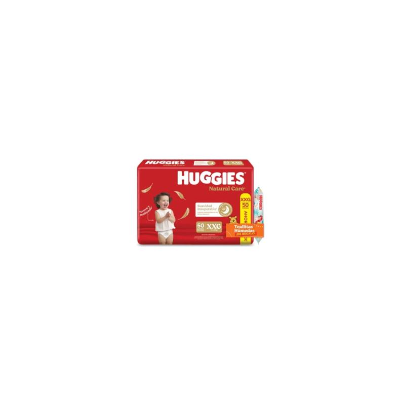 PAÑALES HUGGIES NATURAL CARE  + TOALLITAS HUMEDAS HUGGIES SIRENITA X48U