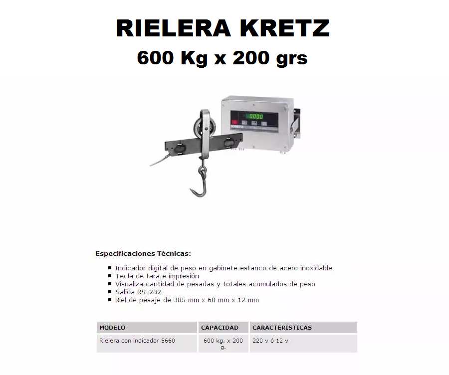 Rielera KRETZ 600 KG