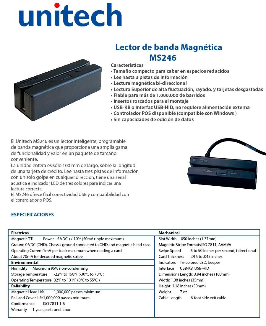 LECTOR TARJETA MAGNETICA UNITECH MS 246