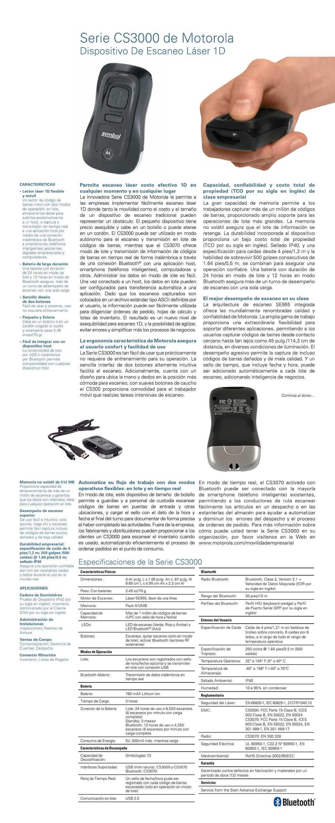 LECTOR BLUETOOTH SYMBOL CS3070