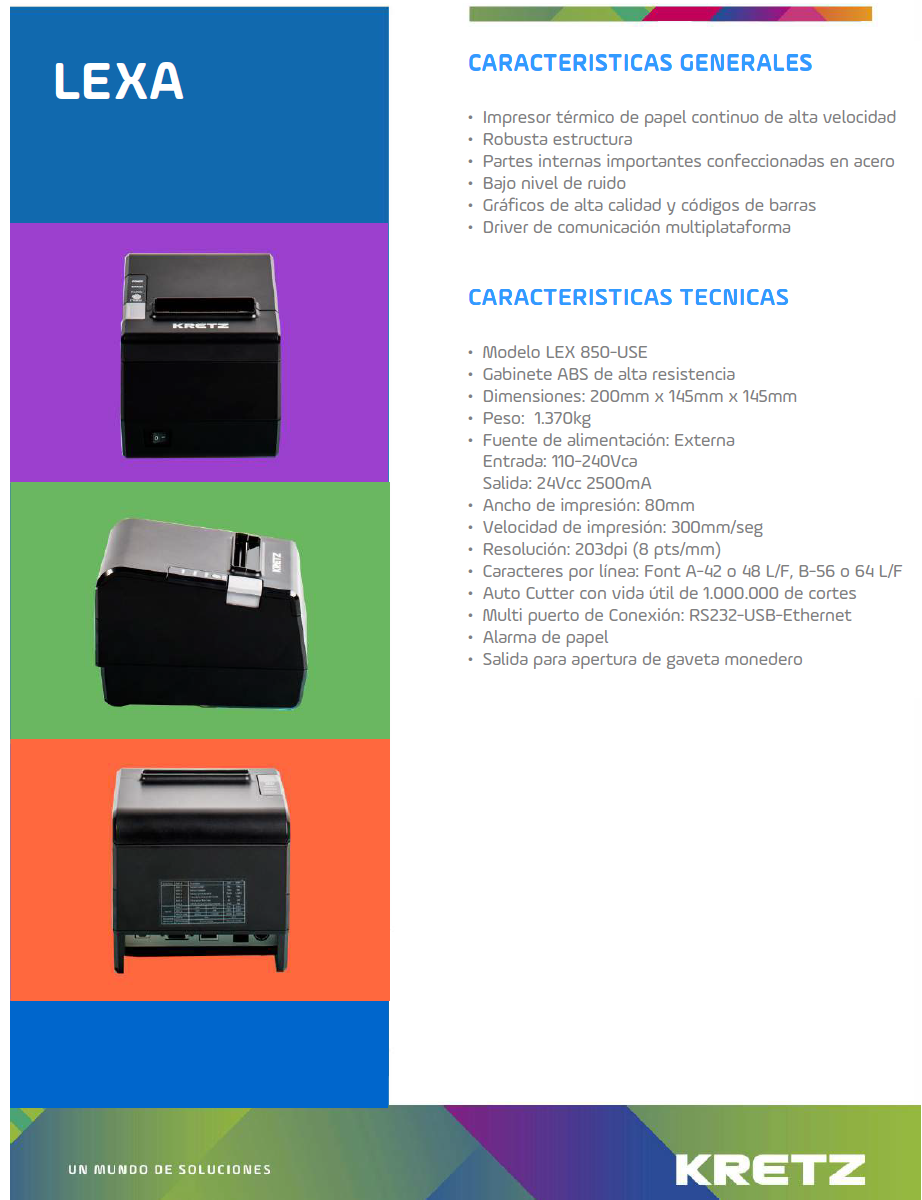Impresora Termica Kretz Lexa 850 Usb Rs232 Ethernet
