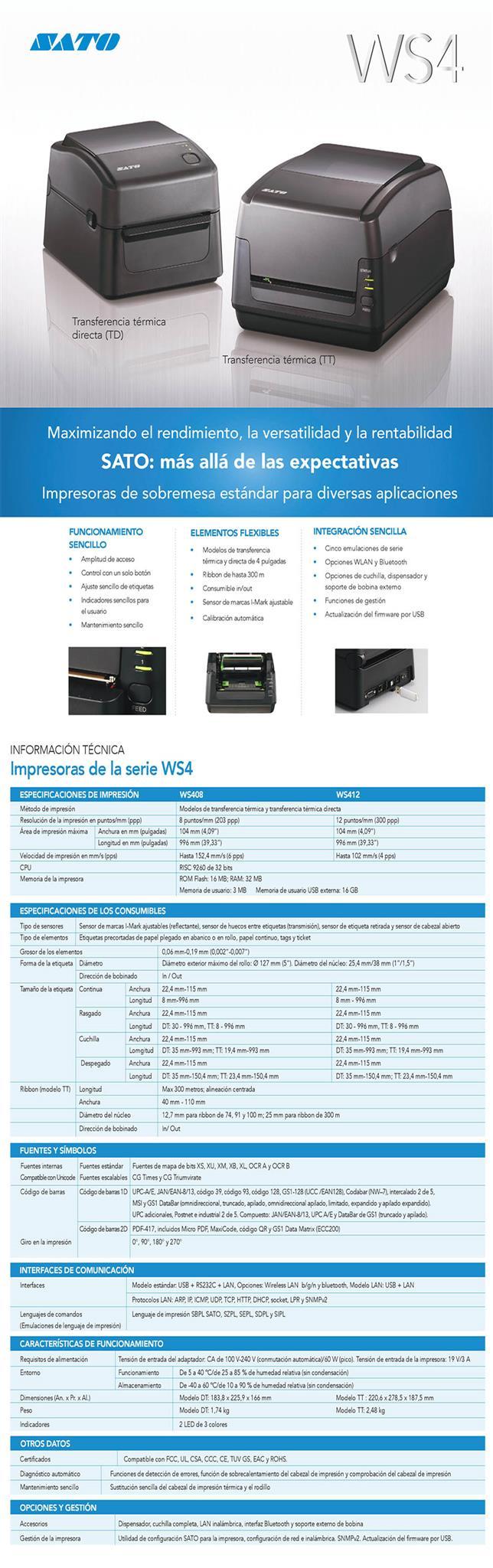 Impresora etiquetas Sato ws408
