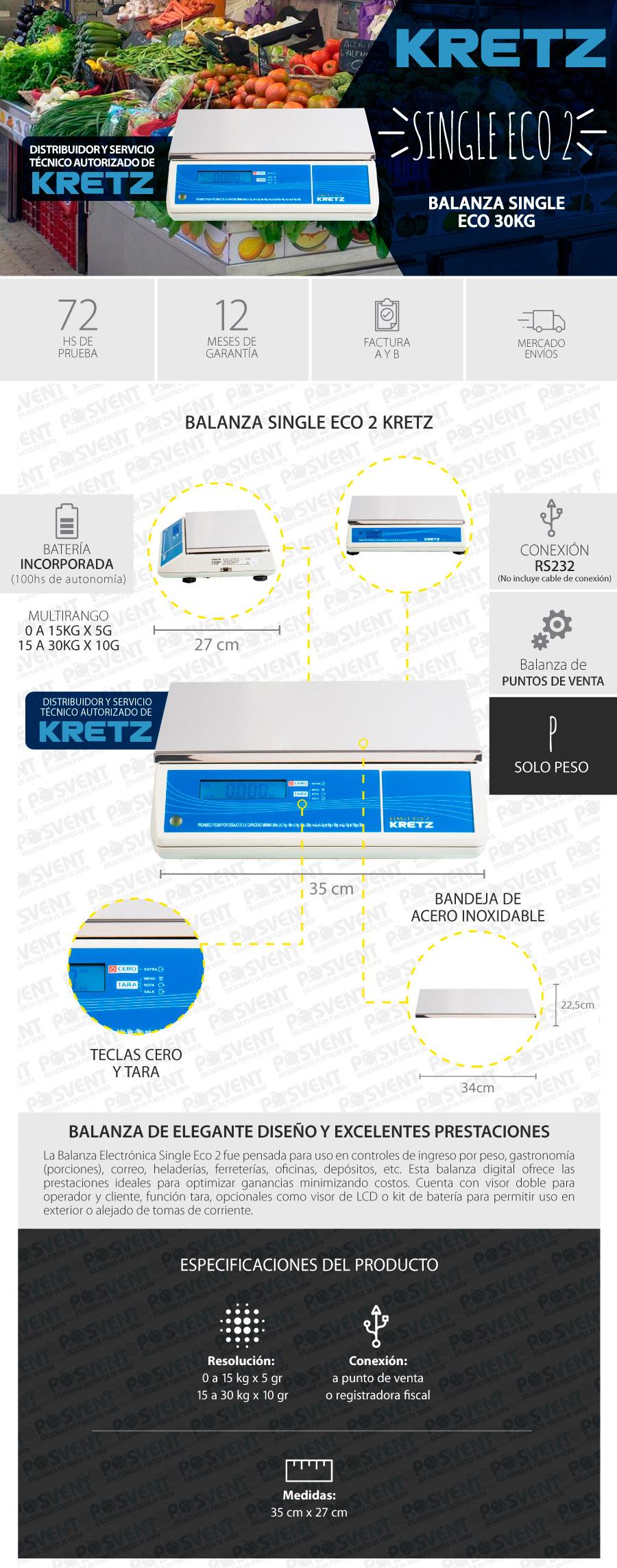 BALANZA SOLO PESO SINGLE ECO2 30KG