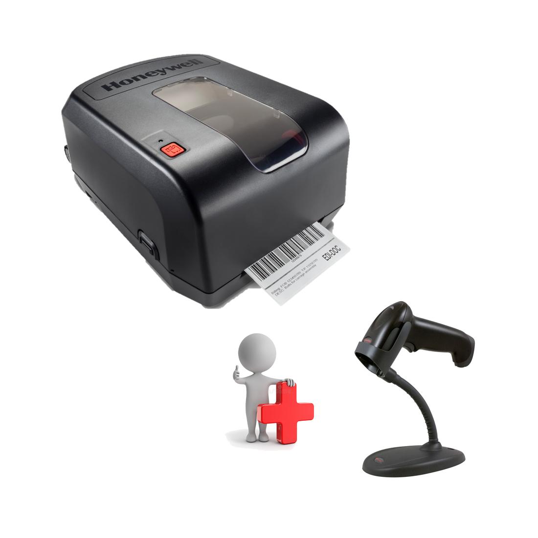 IMPRESORA DE ETIQUETAS HONEYWELL PC42T + LECTOR CODIGO DE BARRAS HONEYWELL 1250G