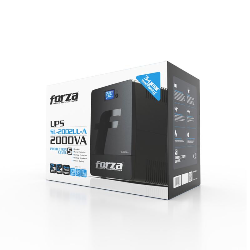 UPS INTERACTIVA FORZA SL-2002UL-A 2000VA/1200W 4 IRAM LCD TACTIL TORRE-UL-220V
