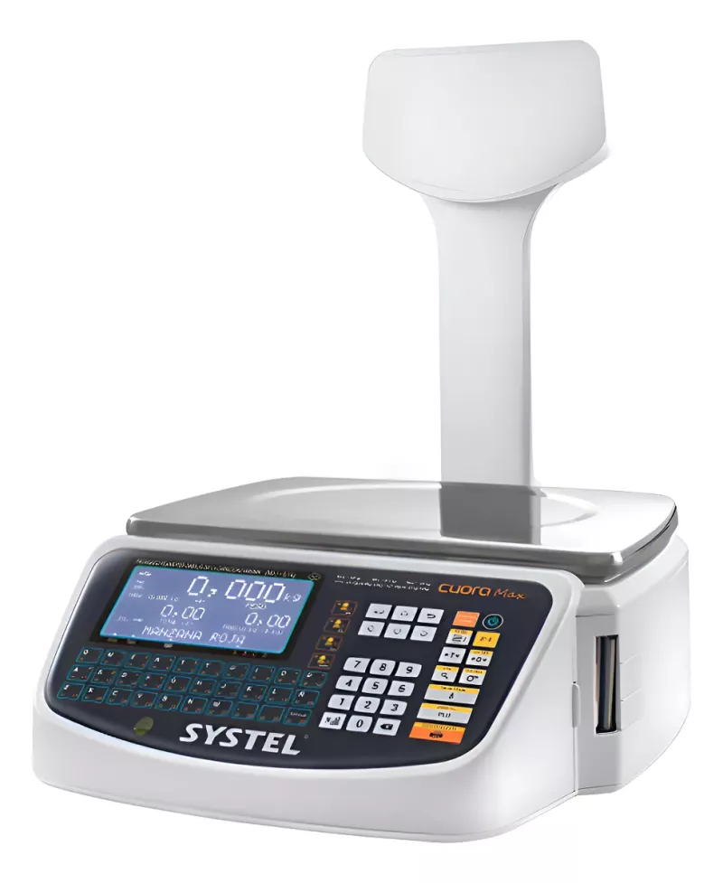 Balanza Systel Cuora Max 30Kg Con Mastil Ticket y Etiqueta Bateria