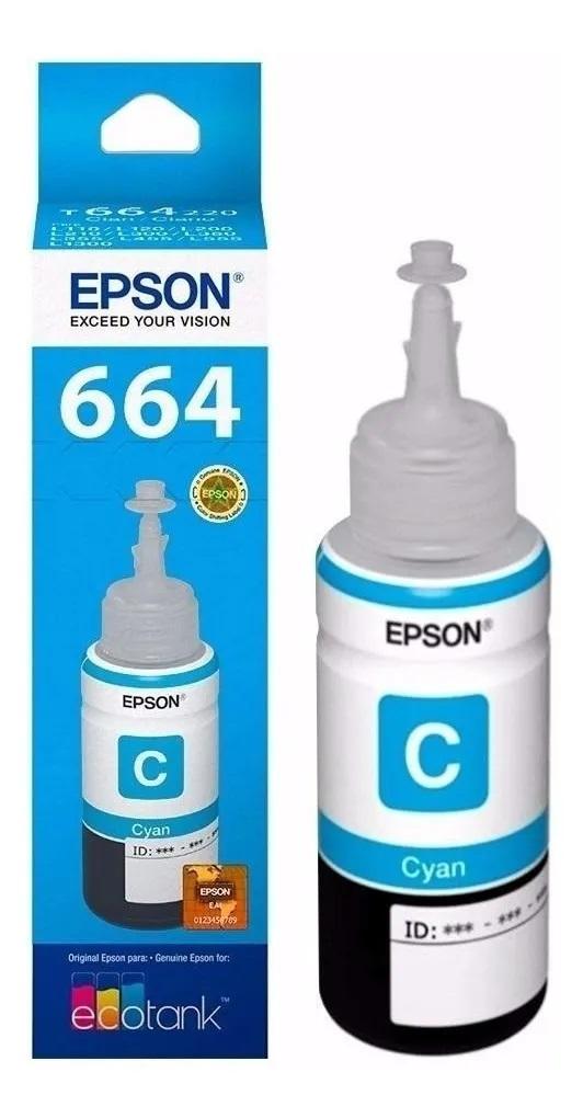 BOTELLA DE TINTA EPSON 664 CYAN L220 L365 L375 L380 L395 L455 L475 L495 L565 L57