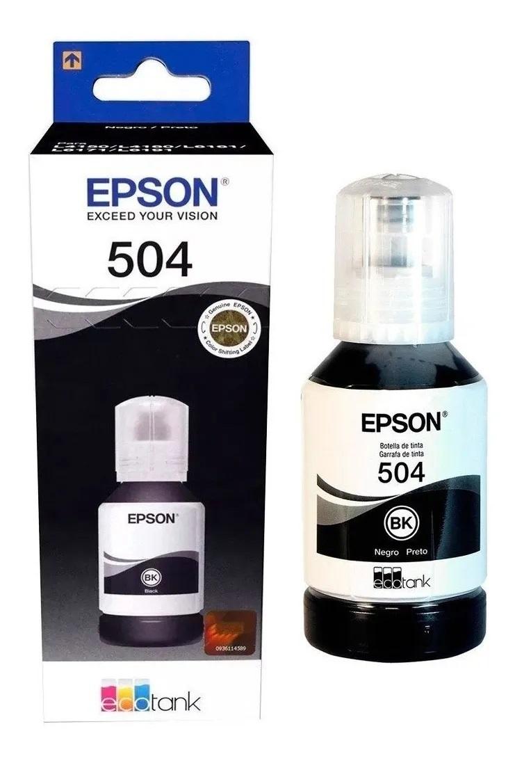 BOTELLA DE TINTA EPSON 504 NEGRO T504120-AL L14150 L4260 L6270 L4360 L6370