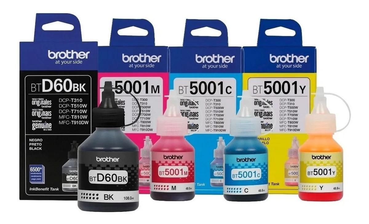 Combo Tinta Brother Btd60 Negro + Bt5001 Color T310 T510 T710 T810