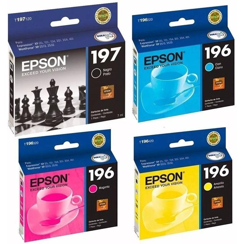 Combo Cartuchos Epson T197 Negro + T196 Colores - Originales