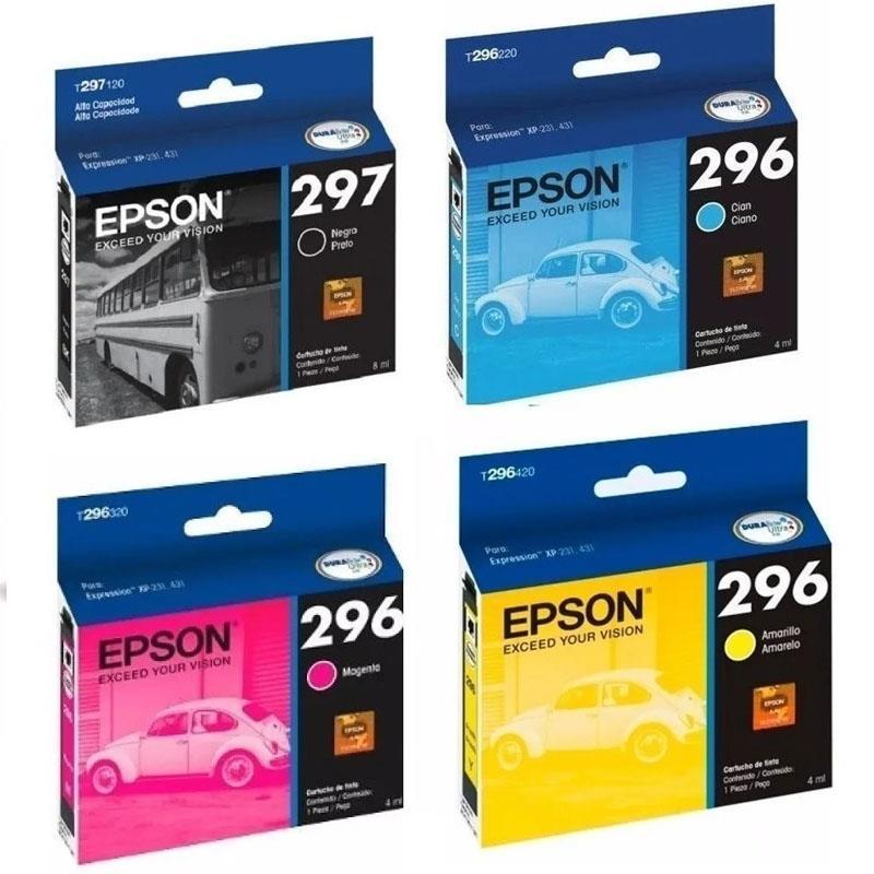 Combo Cartuchos Epson 297 Negro + 296 Colores - Originales