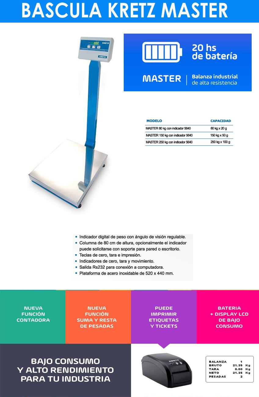 Bascula KRETZ MASTER  250Kg x 100Grs CON COLUMNA