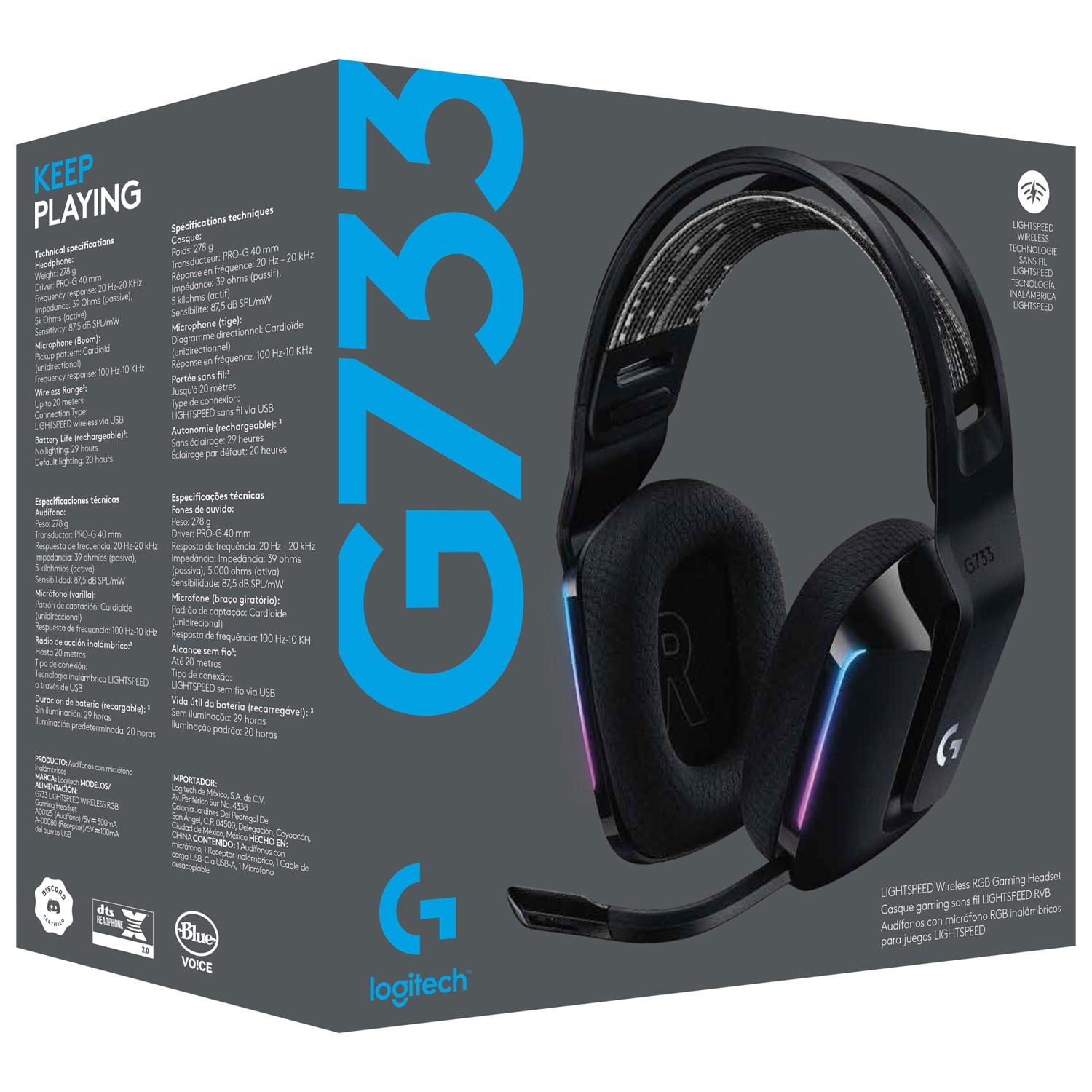 Auriculares Gaming Logitech G733 Lightsync Rgb  NEGRO