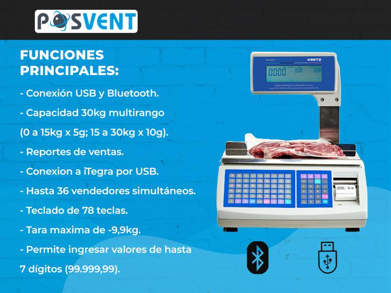 Balanza Kretz Report Lt 31kg Ticket Etiqueta Usb Bluetooth