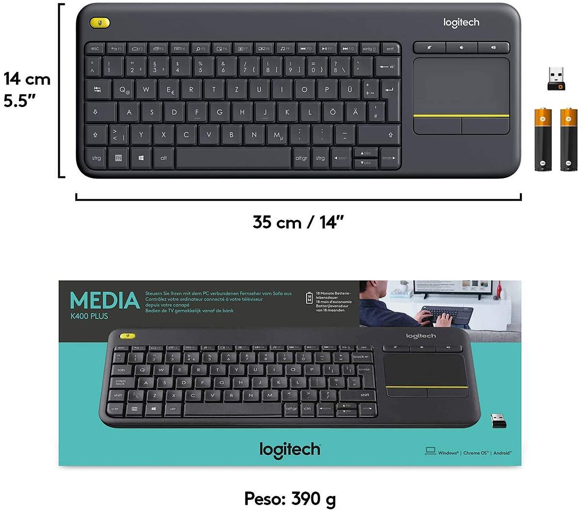 Teclado logitech Inalámbrico K400 PLUS