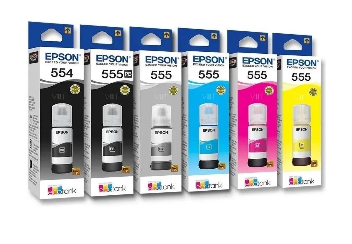 Combo 6 Tintas Epson T554 T555 554 555 Original L8160 L8180