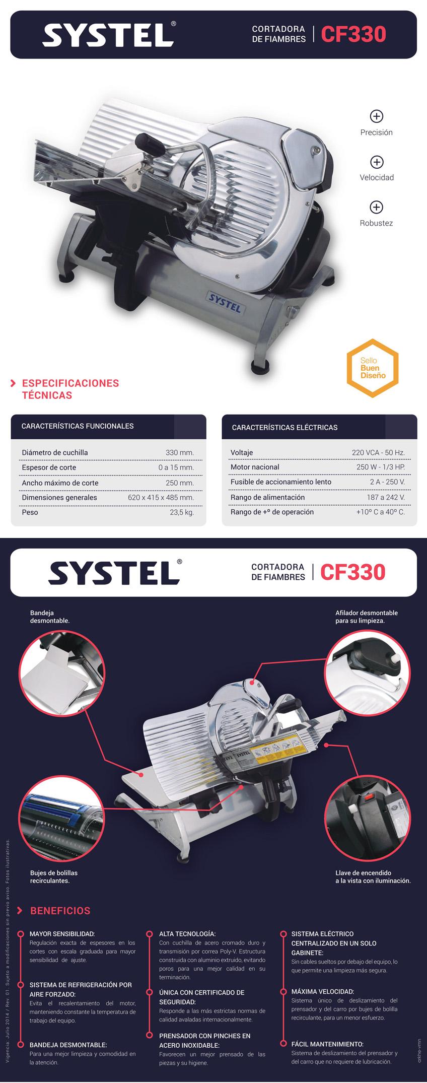 CORTADORA DE FIAMBRE SYSTEL CF 330