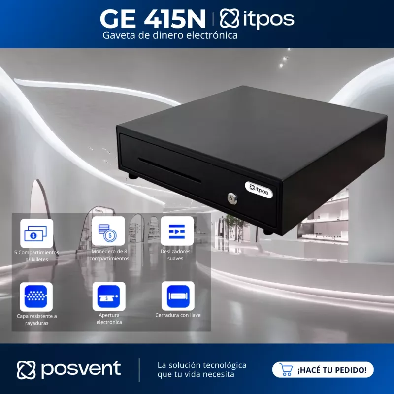 Gaveta de Dinero Itpos Ge415 Negra Electronica Nro 5