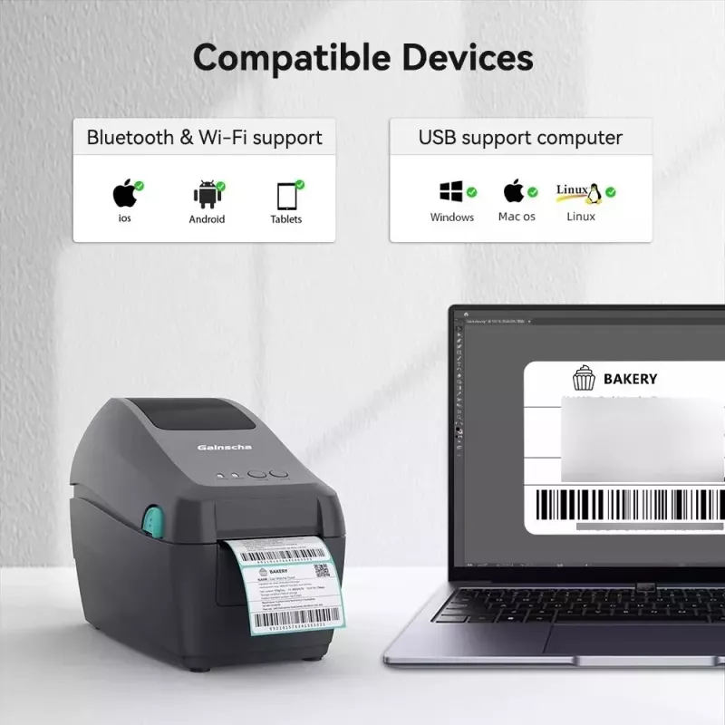 IMPRESORA DE PULSERAS TERMICAS GAINSCHA GS-2208D USB ETHERNET