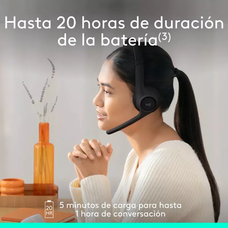 Headset Inalámbrico Logitech Zone 300 Con Micrófono Negro Bluetooth
